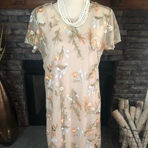 Sheer Embroidered overlay Tank Dress